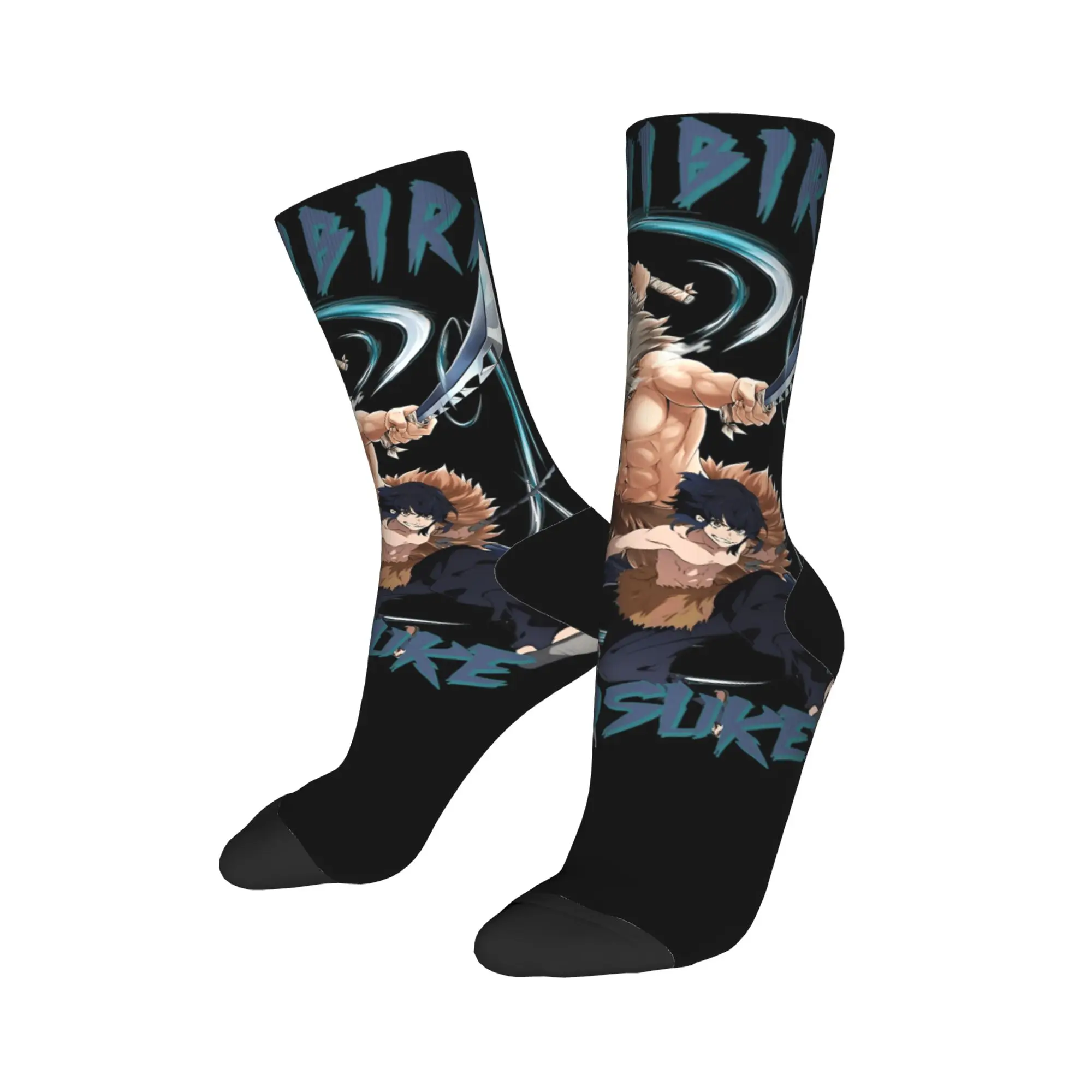 Inosuke Socks Demon Slayered Printed Stockings Non Skid Women Men Socks Soft Breathable Autumn Gothic Outdoor Sports Socks