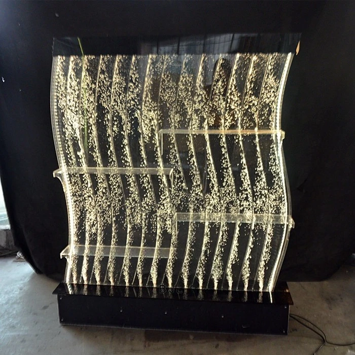 Modern Lighting Bar Furniture S-Shape Light Emitting Diode Mobile Bar Cabinet Wine Display with Bubble Wall and Shelf