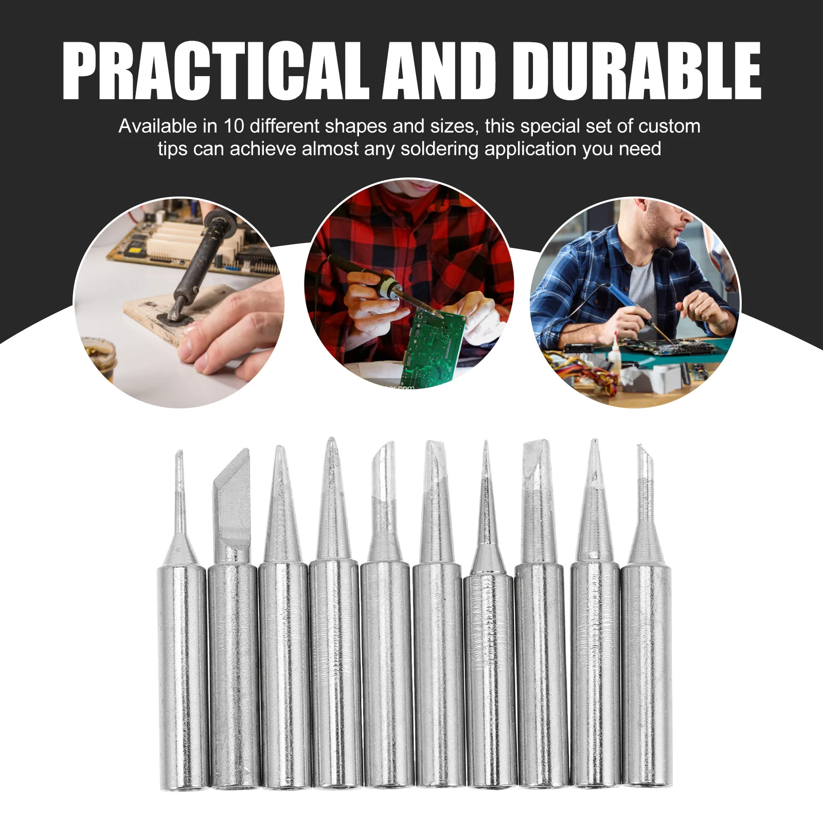 1 set di punte per saldatore punte di ricambio professionali assortite in rame di precisione durevole per varie stazioni di saldatura