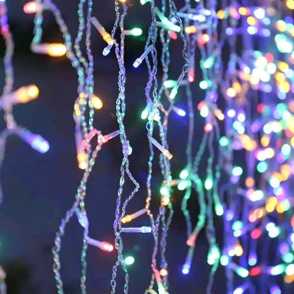 IP66 Waterproof Solar Fairy String Lights Waterfall Icicle Lamp Outdoor For Patio Garden Wedding Party Holiday Lighting