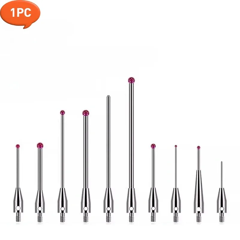 Suitable for 1pc CMM Touch Probe M2 Thread Probe Stylus 0.3mm-2mm Ruby Ball Tips 10mm-40mm Long