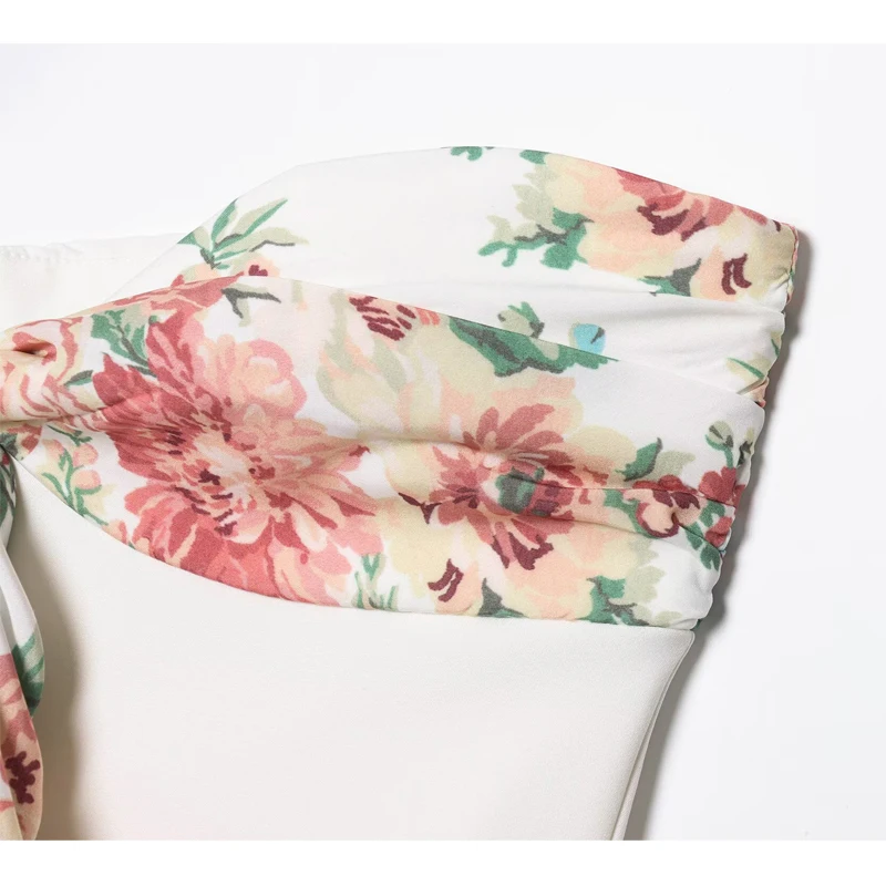 MUJER 2025 Sukienka damska z odkrytymi ramionami Krótkie sukienki dla kobiet Sukienki imprezowe z nadrukiem Szal Damska letnia sukienka mini bez pleców Damska