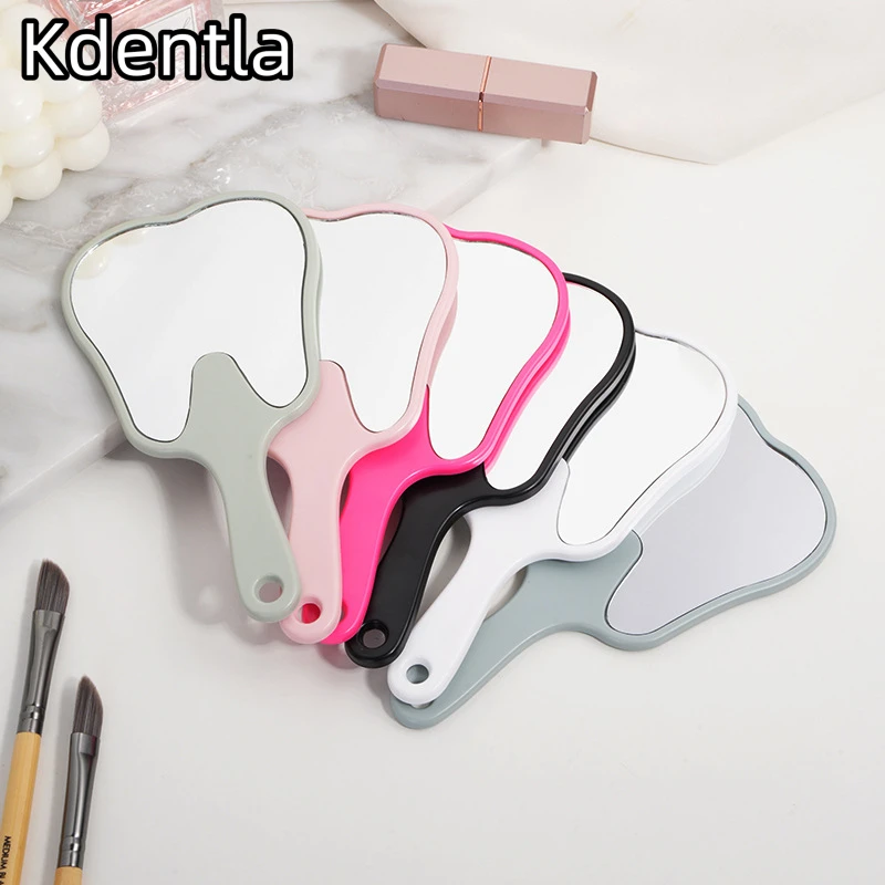 12pcs Dental Mirror Tooth Shaped Small Mouth Teeth Cute Mirror Oral Hygiene Plastic Makeup Dentist Examination Inspection