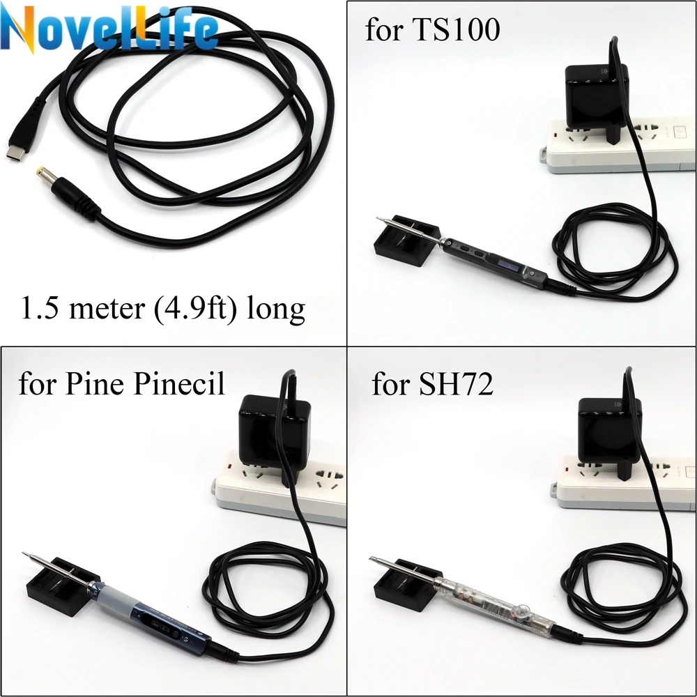 USB Type C to DC 20V 3A PD Emulator Trigger Power Cord Charging Cable Converter Wire 1.5m for TS100 PINE64 SH72 Soldering Iron