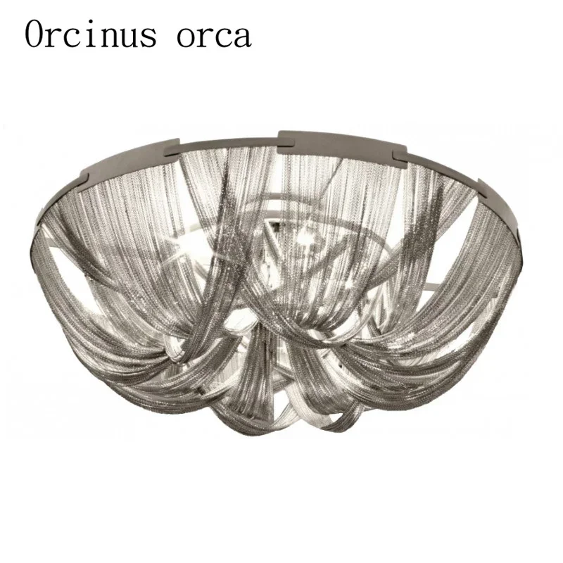 Modern minimalist luxury tassels aluminum chains ceiling lights atmosphere living room bedroom hotel lamp Postage free
