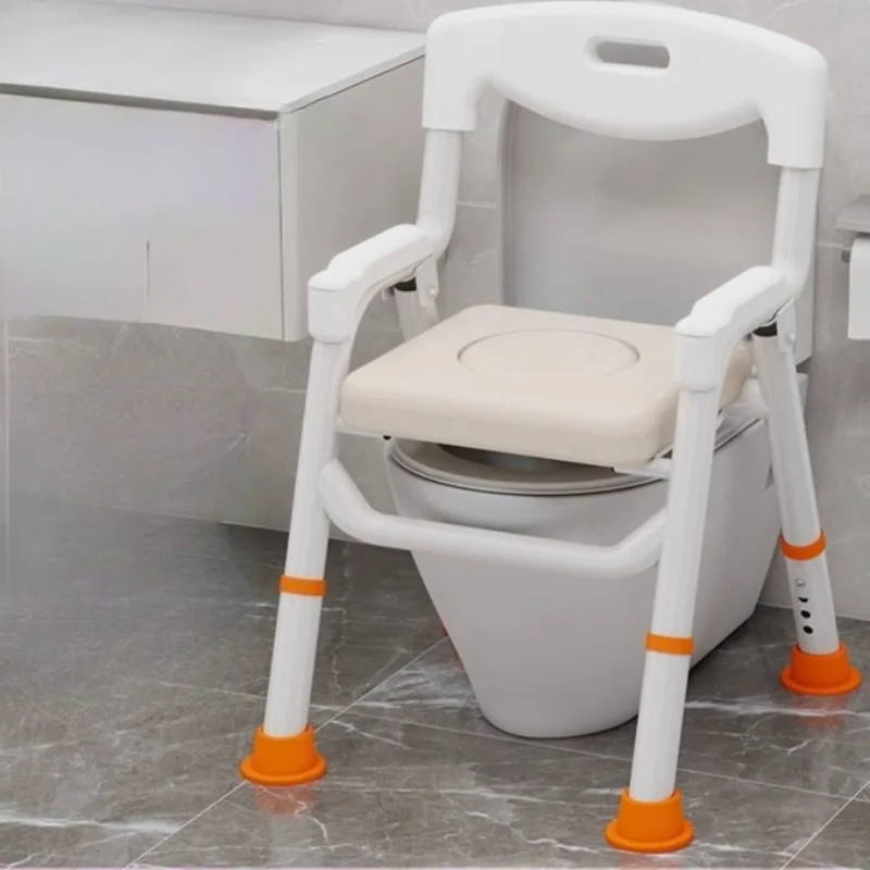 Adjustable Height Bedside Commode Chair with Armrest , Non‑Slip Toilet Safety Rails Assist Frame for Elderly Home Bathroom Care