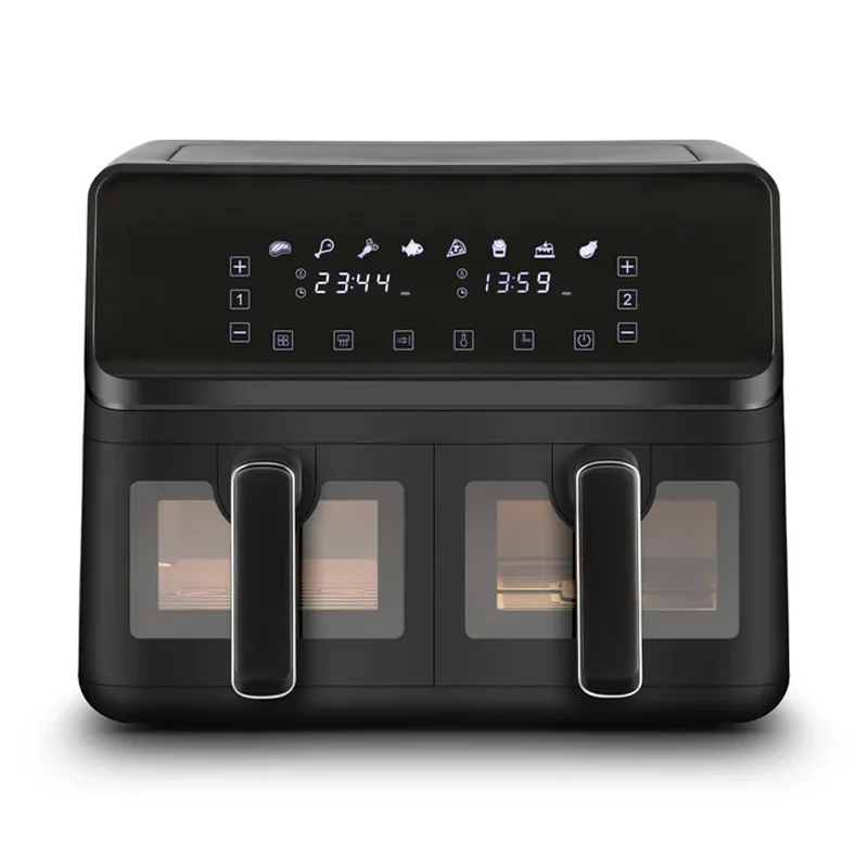 8-in-1 Dual Zone Hot Air Fryer with Visible Window, Cooking Light, 2 Dishwasher Safe Oil Baskets, for Oil Free Healthy Meals