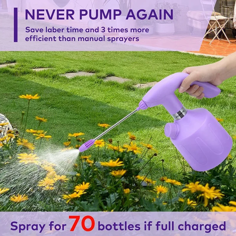 A74E-Bottiglia spray elettrica Mister automatico per piante Bottiglia spray continua con spruzzatore alimentato a batteria ricaricabile da 1,8 litri