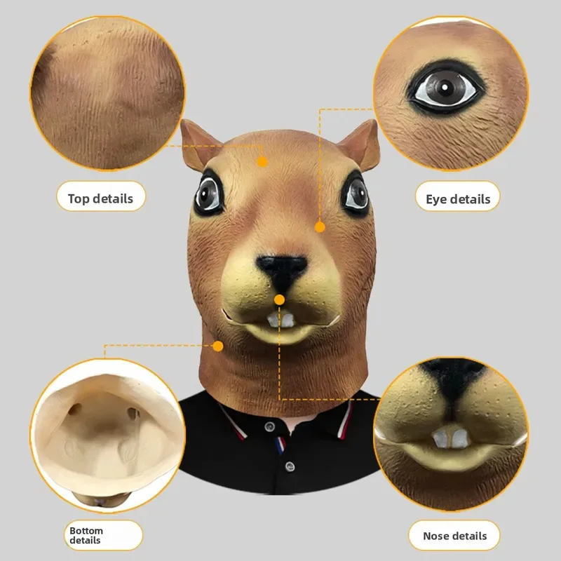 1Pc Halloween Animal Mask Fancy Emulsion Dress Shape Props Squirrel Headgear Head Cover for Party jk;6