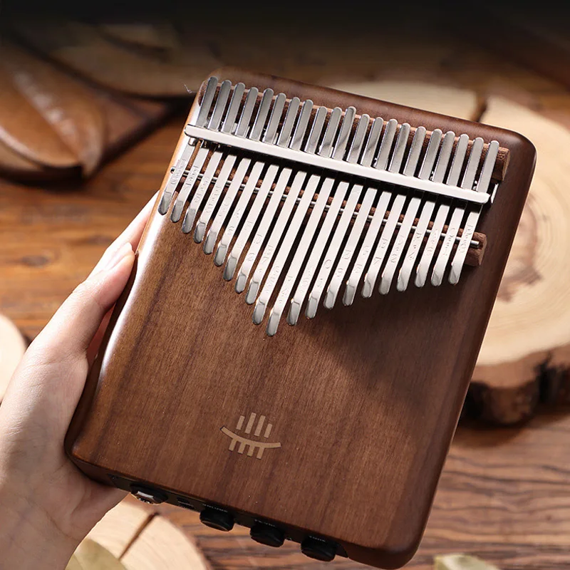 Hluru Electric Kalimba 17 21 Key Professional Thumb Piano Built In Pickup EQ Kalimba Full Veneer Solid Wood Keyboard Instrument