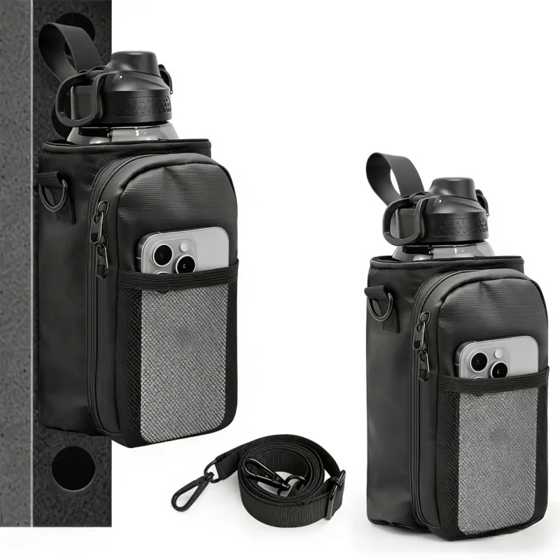 Gym Bag Magnetic Water Bottle Pouch Carrier Bag With Phone Pocket Crossbody Bag Portable Gym Accessories Phone Storage Pouch