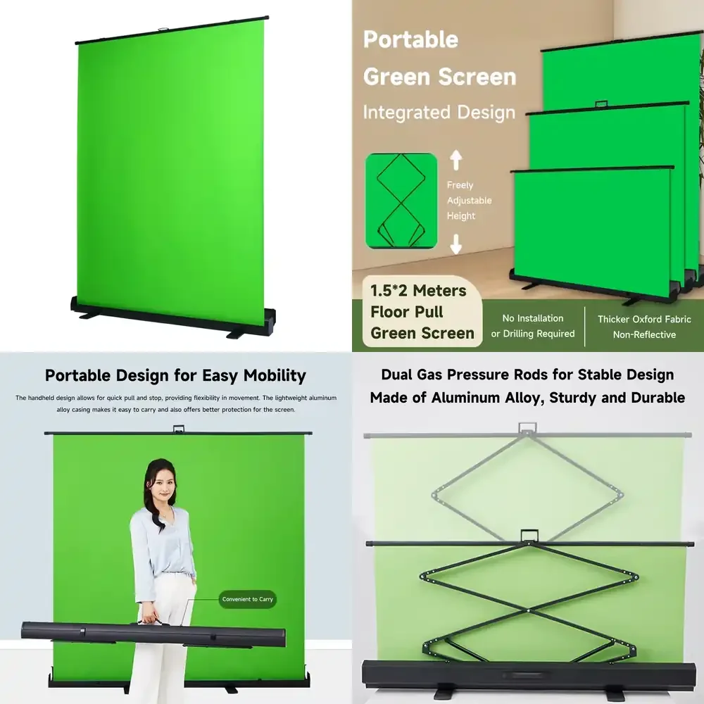 150cm*200cm Background Collapsible Green Screen Chromakey Backdrop Pull-up Stand for YouTube Video Game Virtual Studio