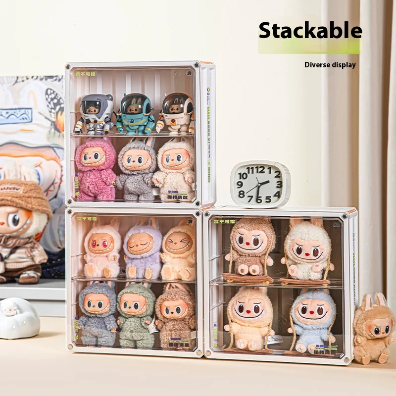 Labubu-Displaybox, magnetisch, zur Wandmontage, geschichtet, transparent, staubdicht und feuchtigkeitsbeständig, kann überlagert werden.