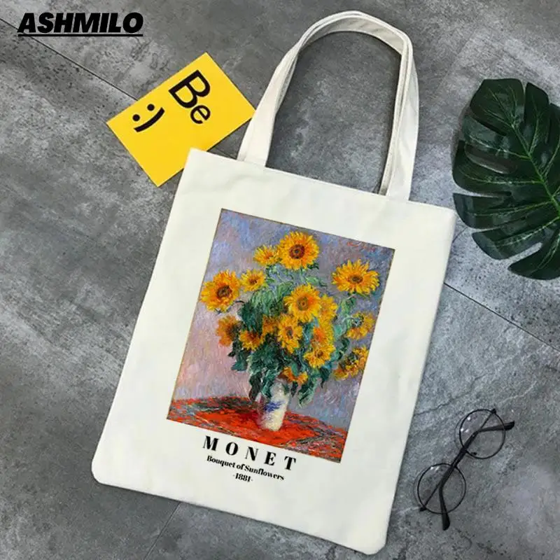 Shoulder Bag Oil Painting Aesthetics Women Canvas High Capacity Tote Bag Shopping Bags Cotton Handbags Books Bag For Girls