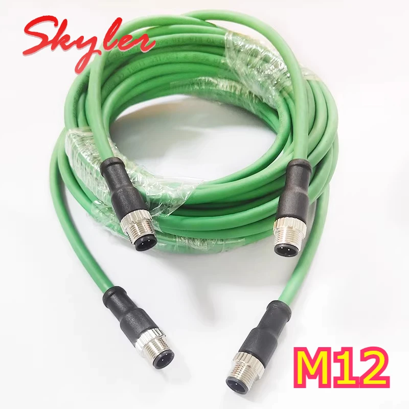 M12 4 8 Pin Profinet Industrial Line Shielded CAT6 Ethernet Network Coding Cord A/D/X Type Male to Male to Female Extension Wire