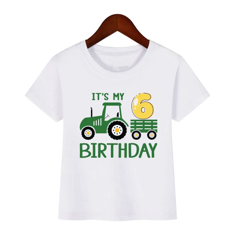 子供のための私の1-10の誕生日Tシャツ,女の子のためのクールな農家のトラクター,印刷された服,幸せなパーティーギフト,赤ちゃんのための柔らかいTシャツ