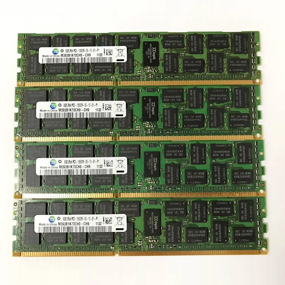 1PCS RAM 8G 8GB 2RX4 DDR3 1333 PC3-10600R ECC REG For Samsung Server Memory  M393B1K70CH0-CH9