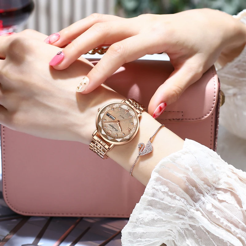 POEDAGAR New Womens Watches Top Brand Luxury Rose Gold Bracelet Quartz Watch Stainless Steel Band Classic Female Clock Relogio