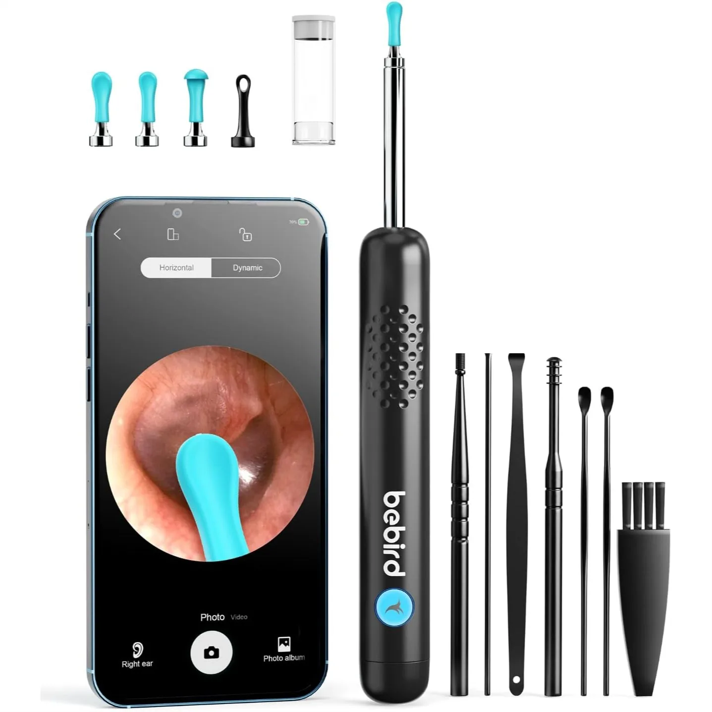 

Ear Wax Removal Tool Camera with 1080P HD Otoscope, Wireless Ear Cleaner for iPhone Android, Black