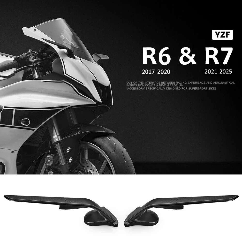 

Motorcycle Accessories Black Side Rearview Mirrors 360° Rotatable For YAMAHA YZF R6 r6 2017-2020 YZF R7 r7 2021-2025 2024 2023