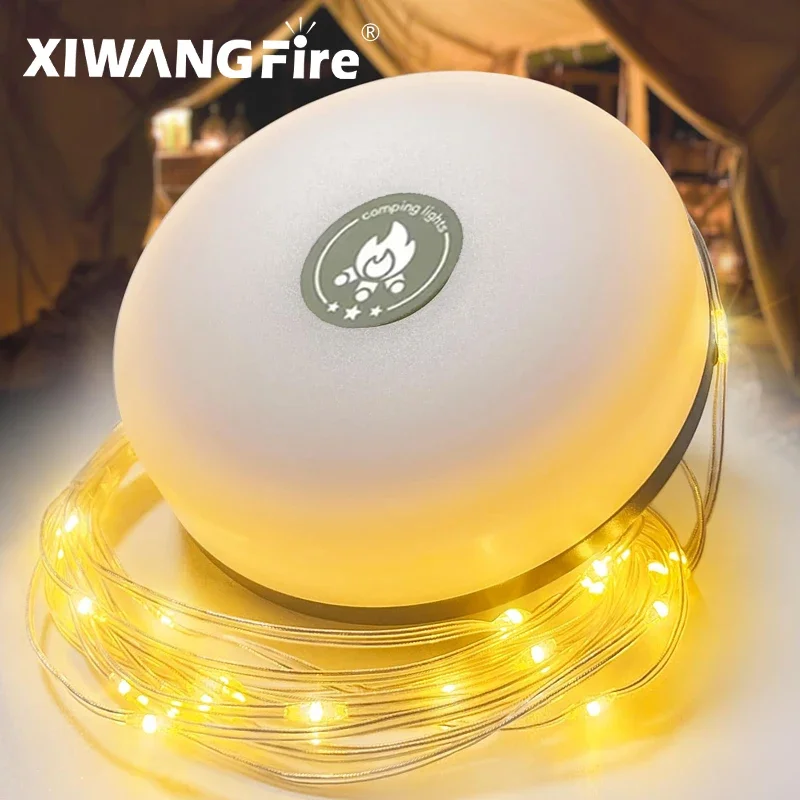 Camping String Lights 33Ft Light with Lanterns 2 in 1 Design Camping Lights 2000mAh IPX6 Waterproof Rechargeable Flashlights