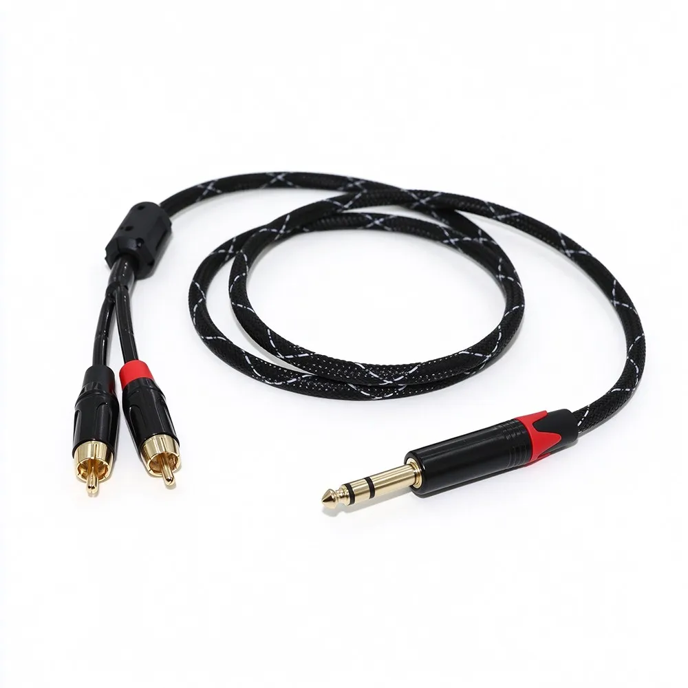 DIY Insert Lead L-4E6S 6.35mm Plug Stereo TRS to Y 2x RCA Receptacle Mono cable