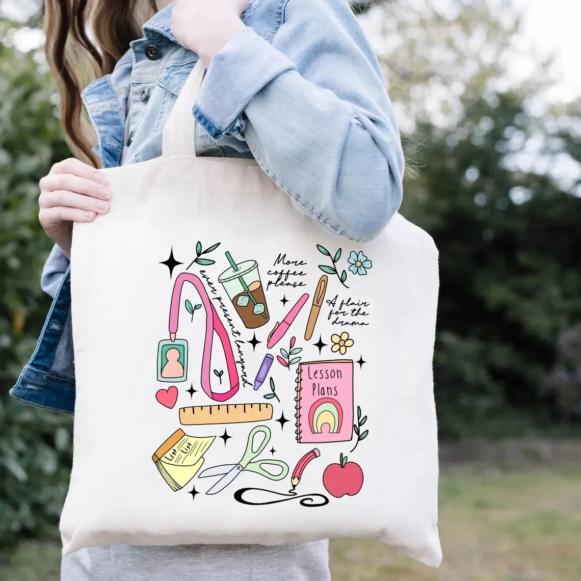 Teach Love Inspire Print Handbags for Women Apple Books Pencil Graphics Tote Bag Fashion Teacher Gift Travel Beach Shoulder Bags