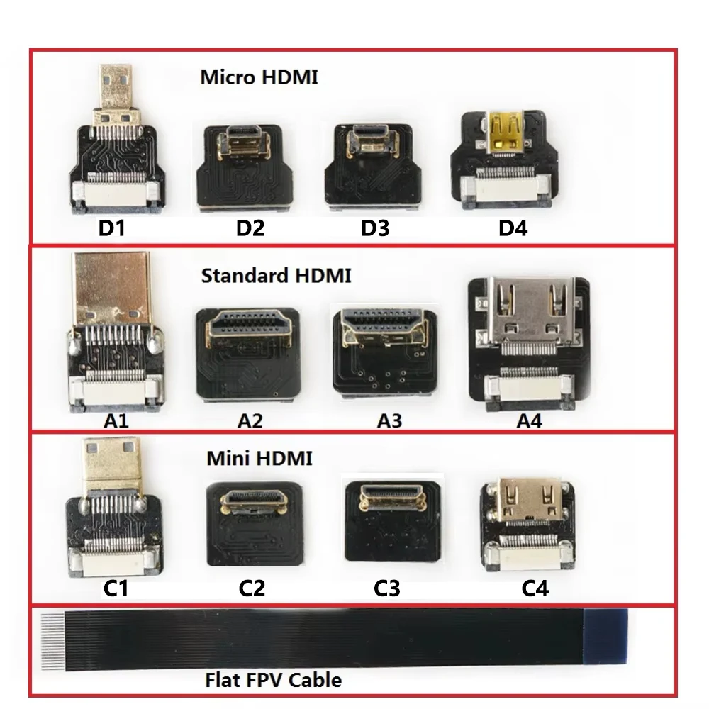 FPV HDMI Ribbon Cable Dual Up Angled HDMI 90 Degree HDMI Type A Male to Male FPC Flat Cord for Multicopter Aerial Photography