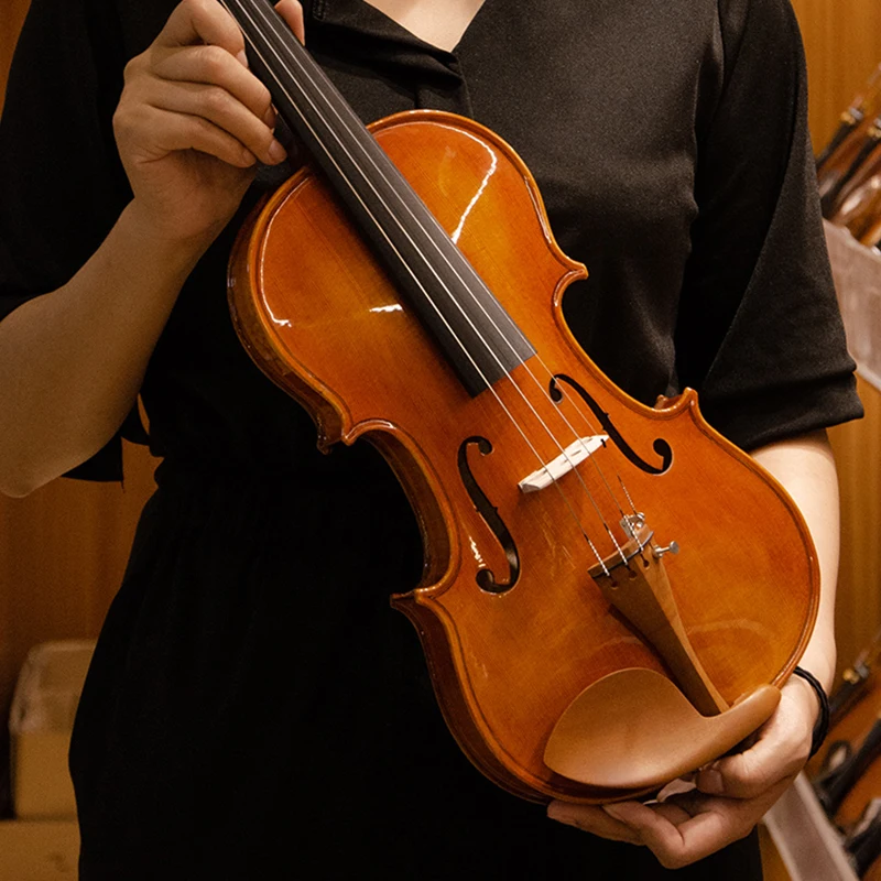 CHRISTINA Violin MUSE-Dark Retro/Red Glossy for Beginners Solid Spruce Maple Available in 4/4-1/8 Sizes with Bow Canvas Case