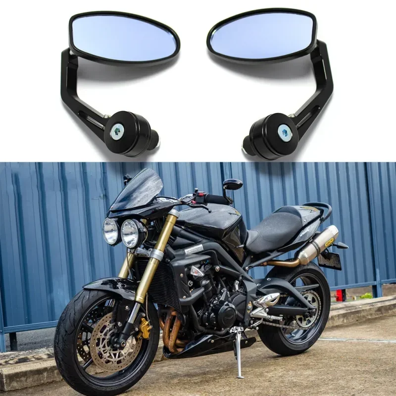 2PCS Specchi retrovisori moto CNC Moto Bar End Specchietto retrovisore laterale nero per Triumph Speed Triple Street 675 1050