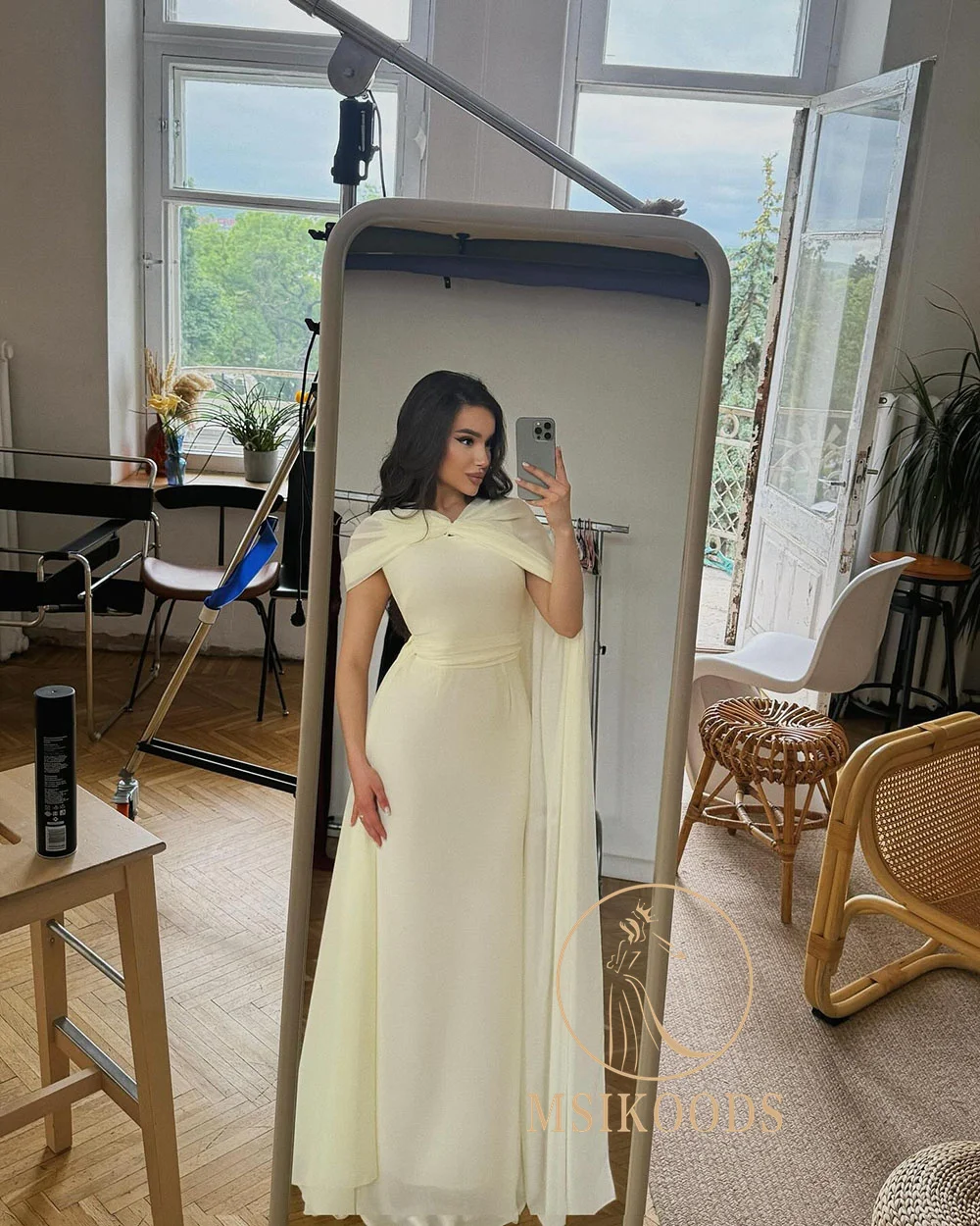 Elegancka Sukienka Wieczorowa Damska Szyfonowa Sukienka na Wesele dla Gościa Jedno Ramię Sukienka dla Matki Panny Młodej Długa Suknia Balowa Szyta na Miarę