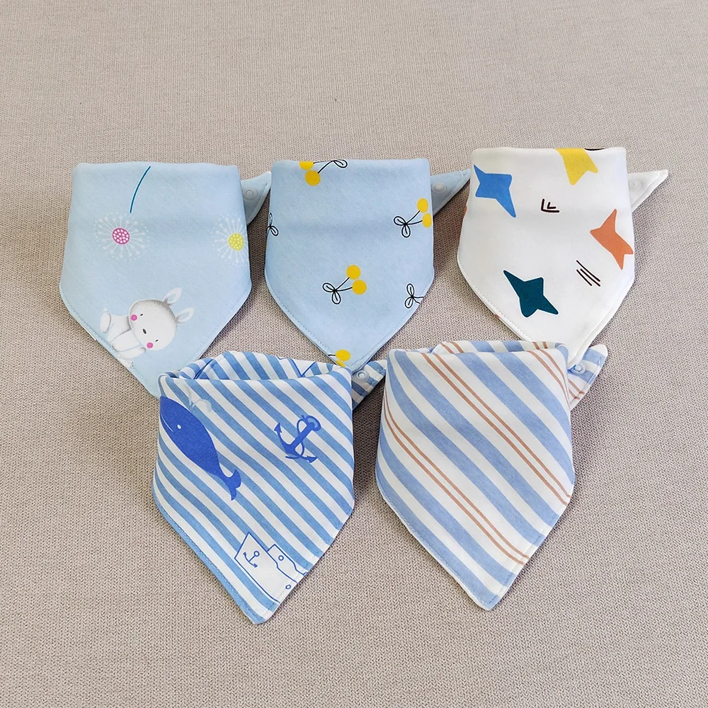 5 Pieces/Lot Baby Bibs For Feeding Cotton Triangle Soft Teething Saliva Towel Bandana Bibs Drooling Newborn Stuff