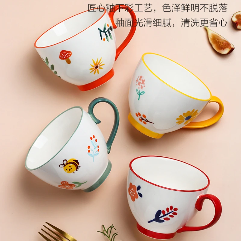 

Fashion Print Travel Mugs Cute Ceramic Couples Breakfast High Quality Cups Coffee Milk Mugs Kawaii Creativity Tasse Mug Cute Cup