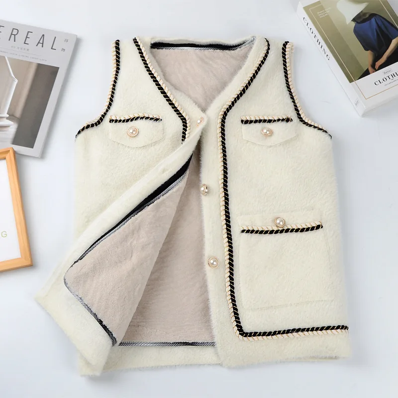 

6 color thick winter Women Natural Sheepskin Vest Ladies Winter Sheepskin Vest Vest Knitted Winter 2024