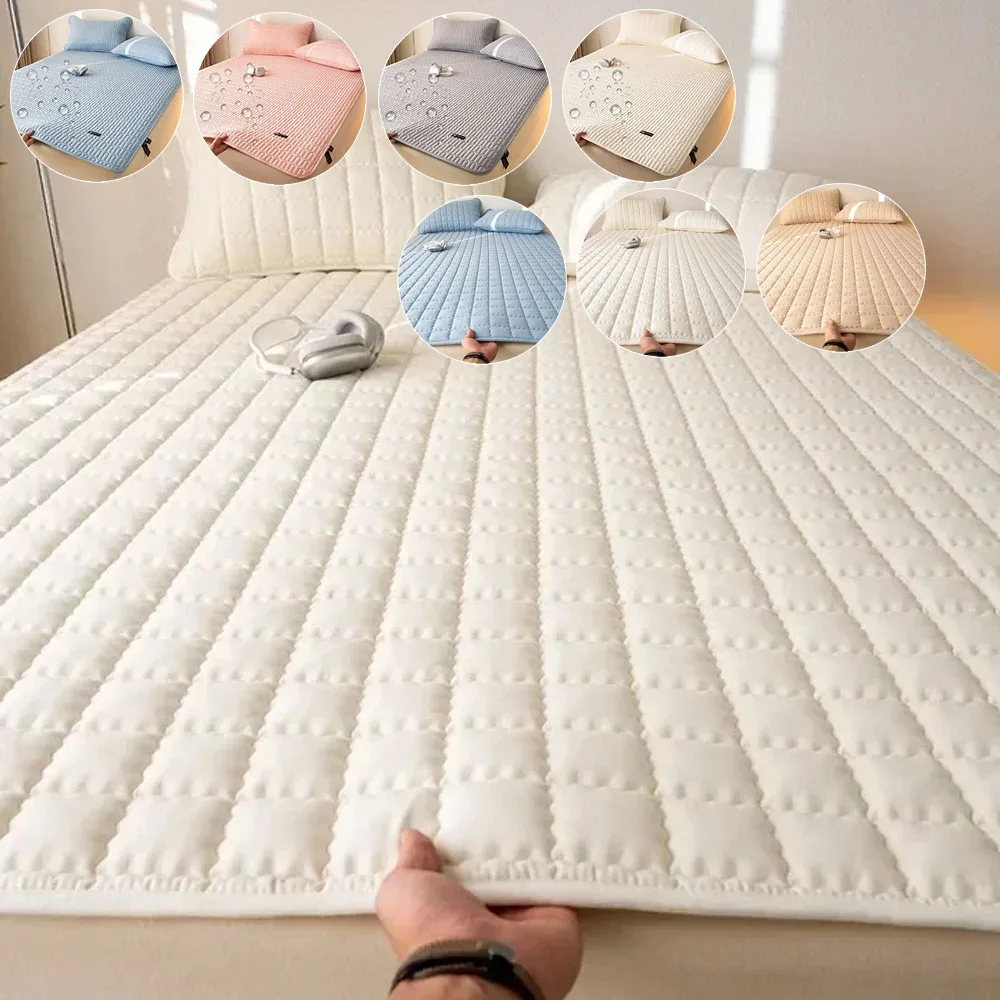 

Waterproof Mattress Pad Bedding Quilted Mattress Topper with Elastic Band Soft Protector Bed Cover Bed Spread Bettlaken 200x220