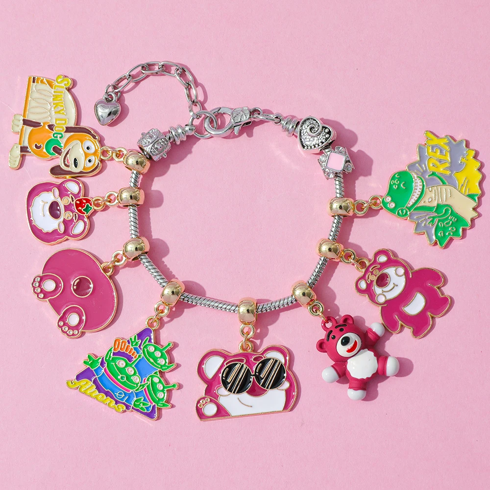 Disney Cartoon Toy Story Lotso Series Bead Pendant DIY Bracelet Blind Box Party Toy Gift Kawaii Accessory