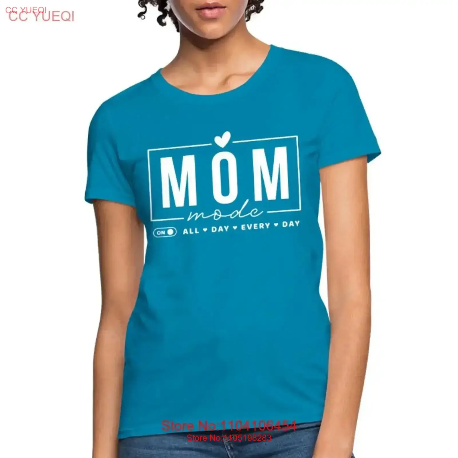 

Mom Mode All Day Every Women's T Shirt White Letters vintage Washed homme Casual Stretched Top For Everyday Wear fashion