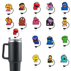 1-16pc Sesame Street Straw Cover Cap for Reusable Drinking Dust Cap Glas Cup Accessories,Straw Toppers 10mm Silicone Straw Cover