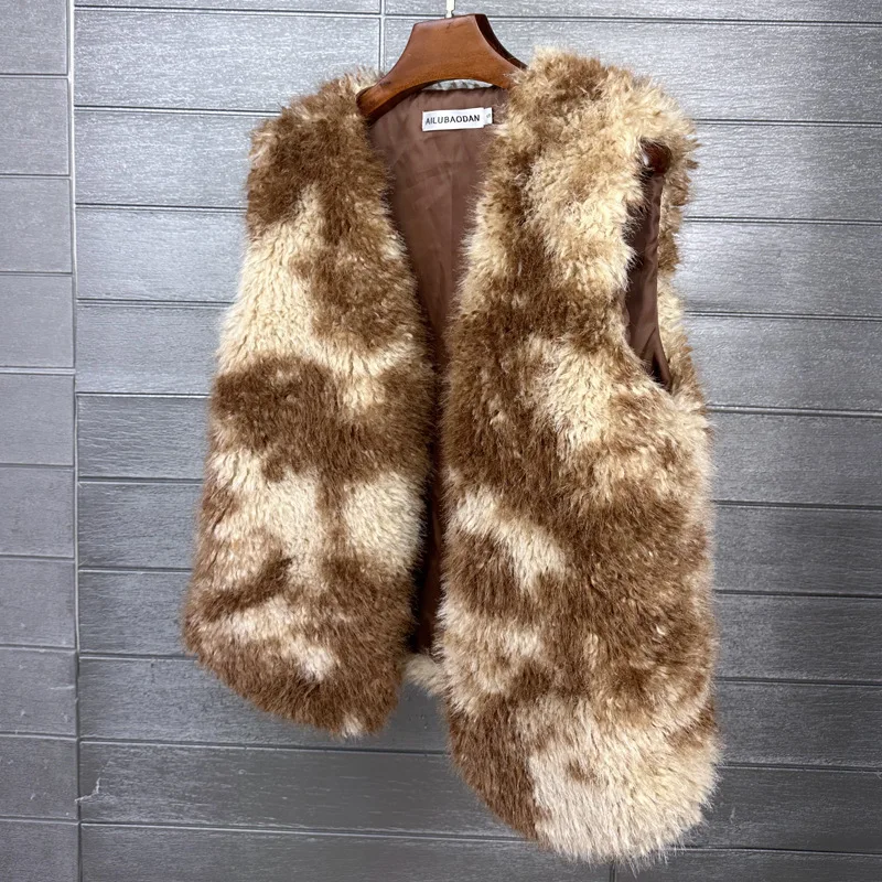 ZXRYXGS 2025 New Mixed Colors Autumn Winter Women's Clothing Artificial Fox Fur Vest Women Jackets Temperament Trendy Vest