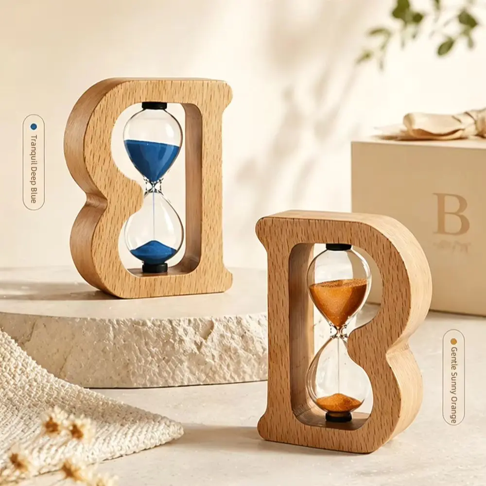 Letter B Design Wooden Hourglass Timer Home Living Room Desktop Decoration Children Birthday Gift Portable Sand Clock 3/5Minutes