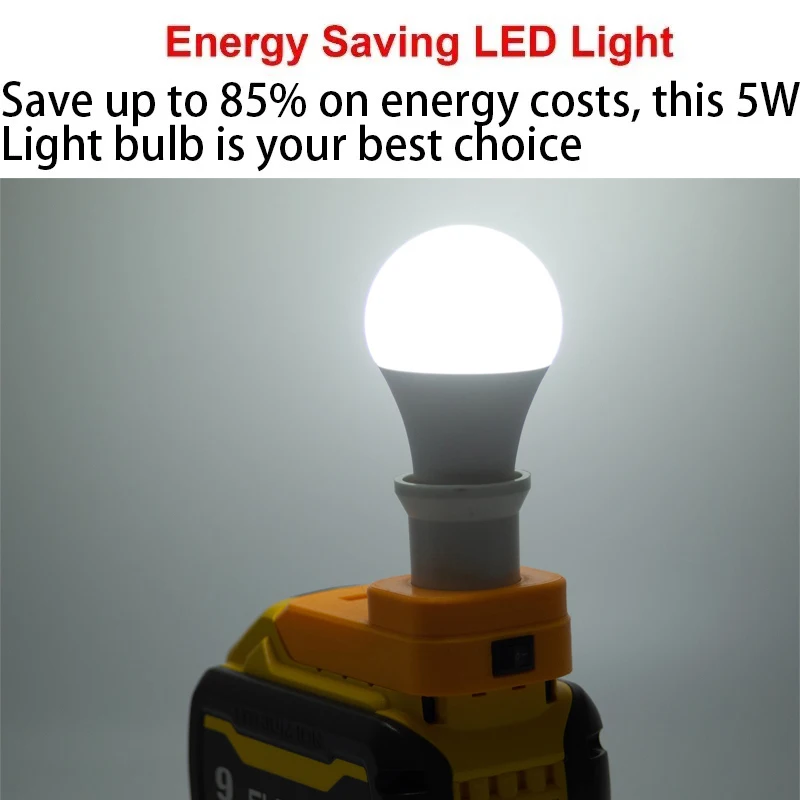 Portable E27 Bulb LED Work Light for DeWalt 20/60V Li-Ion Battery Home Camping Tools E27 Bulb Lamp Holder