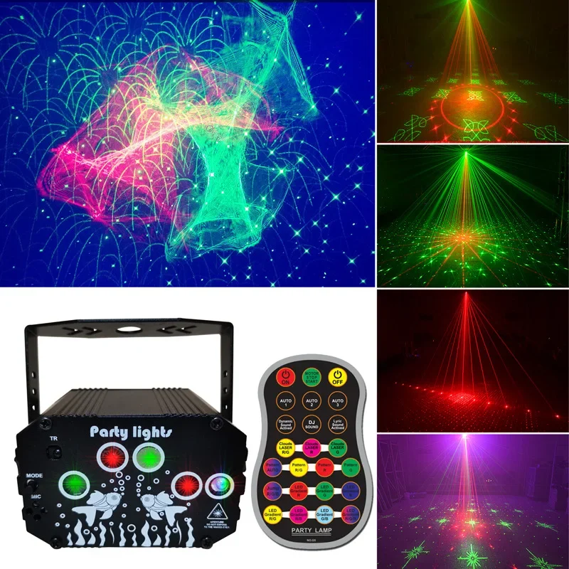 LED Sound Activated Laser Light RGB Flash Strobe Projector Dream Aurora DJ Disco Stage Party Lights for Christmas Dance