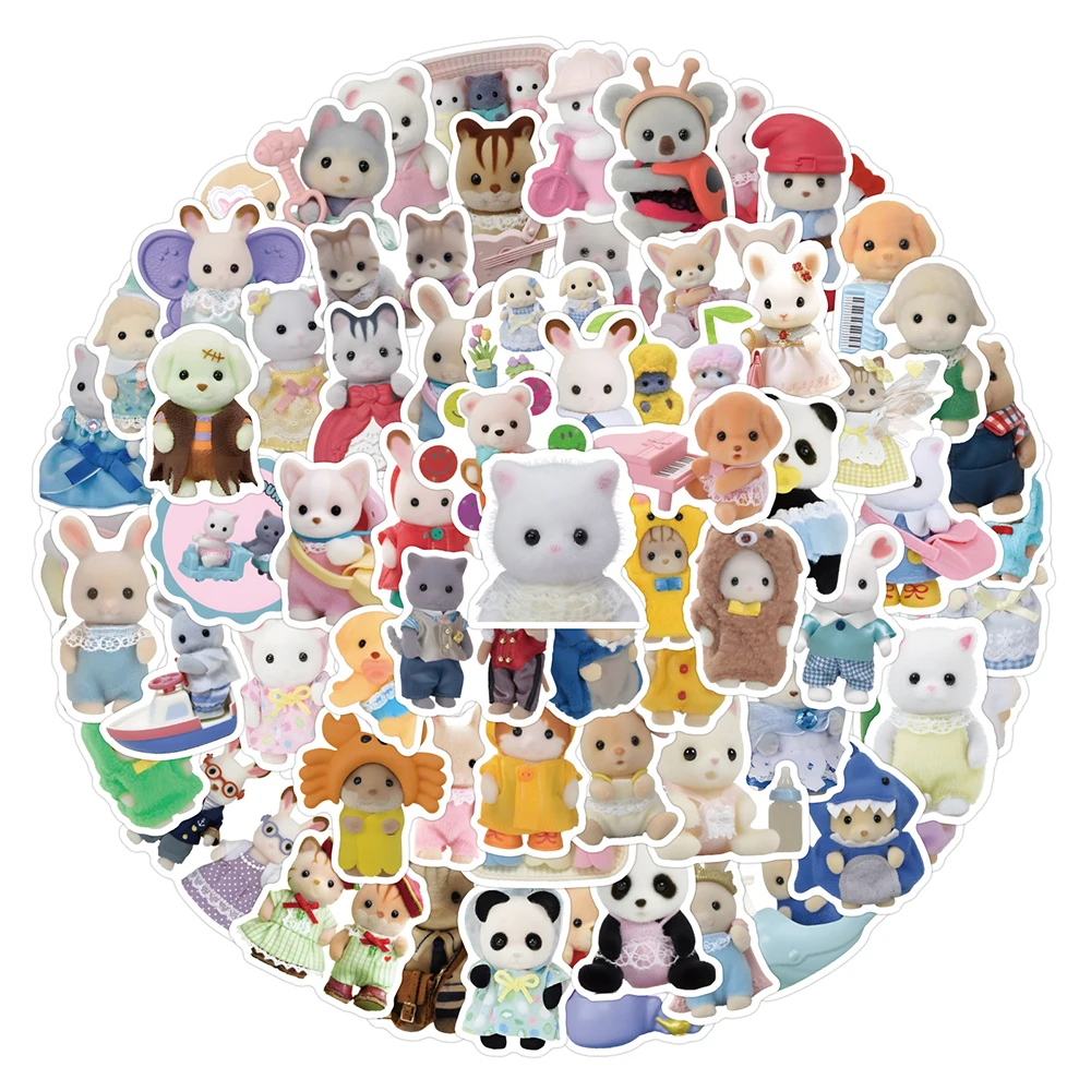 10/30/60/120pcs Kawaii Calico Critters Cartoon Stickers Cute Decals Decoration Phone Case Water Bottle Luggage Graffiti Sticker