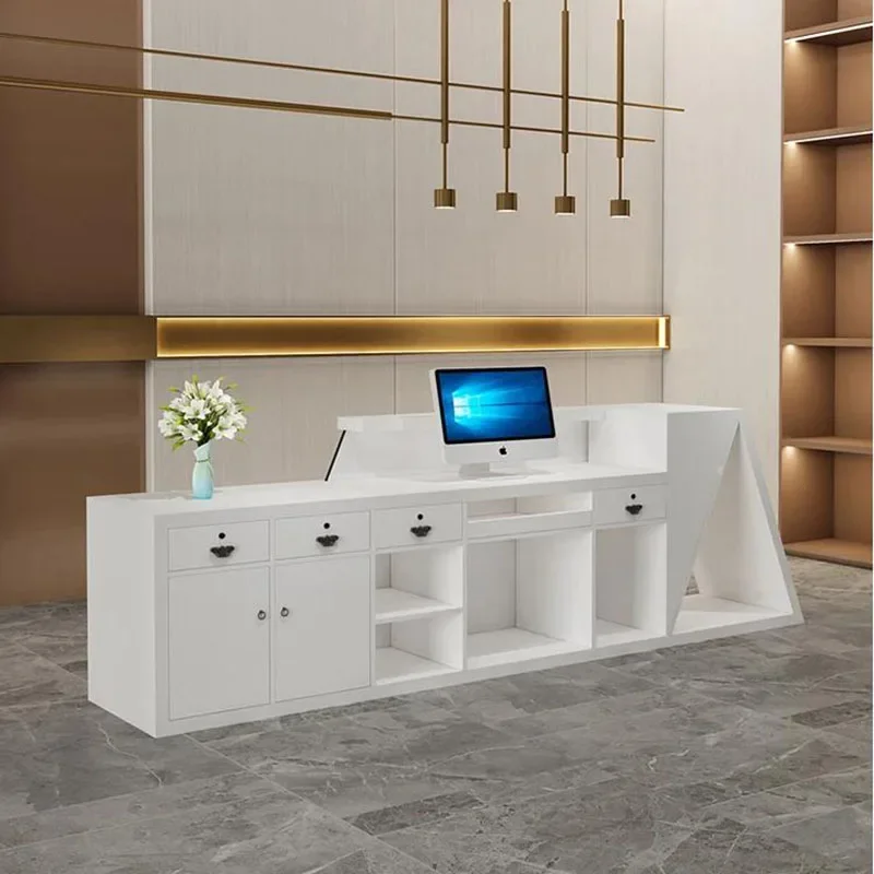 منبر فاخر مكتب مكتب الاستقبال مكتب حديث منصة خشبية تسجيل متجر مكافحة بار التنفيذي Mostrador الأثاث العصري #5