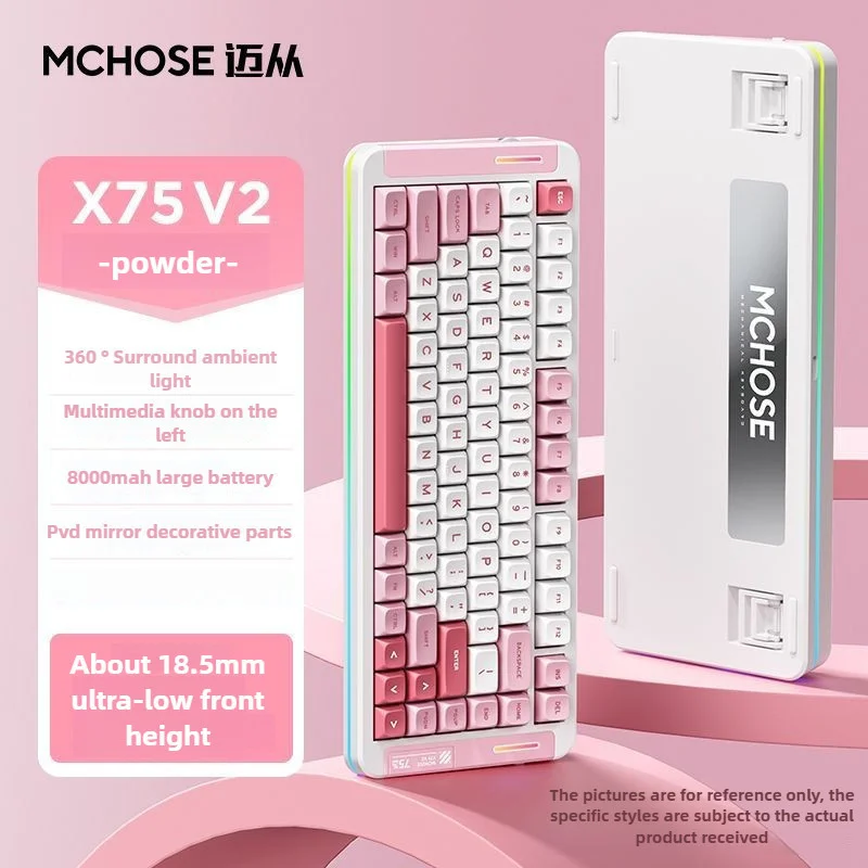 MCHOSE X75 V2 คีย์บอร์ดไร้สาย 8000mAh Hot-Swappable ปะเก็นที่กําหนดเอง Windows/MAC สําหรับ Office GAMING