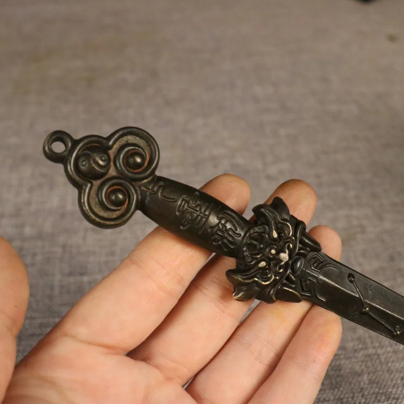 Copper Tiger Head Eight-Trigram Seven-Star Taoist Ornament, Magic Sword, Treasure Sword Pendant, Taoist Pixiu, Tai Chi Sword Dec