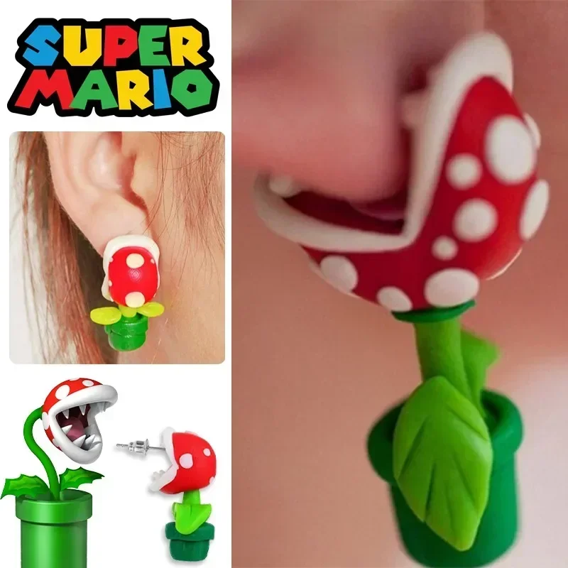 Super Mario Earrings Piranha Plant Funny Anime Creative Game Dangle Jewelry Women Girls Fashion Cute Cartoon Charms Earrings