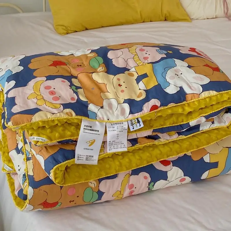 Imagem -04 - Algodão Puro Soothe Doudou Colcha Cobertor Cama Colcha de Algodão Retro Floral Duplo Outono e Inverno Lavável Primavera Soja Colcha