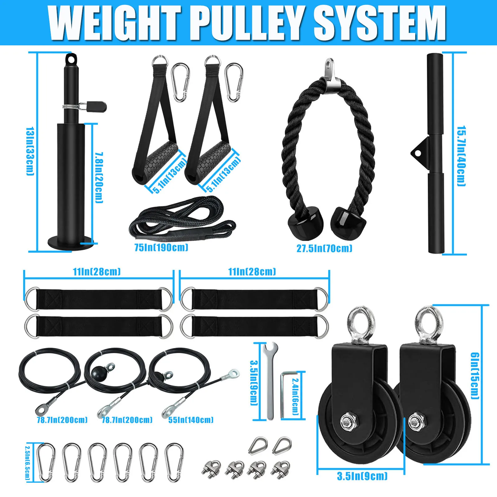 Fitness DIY Pulley Cable Machine Set Blaster Trainer Arm Biceps Triceps Strength Trainning Attachment Home Gym Workout Equipment