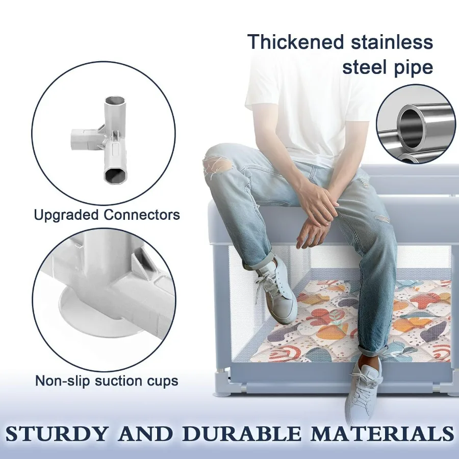 Box per bambini da 74 x 50 pollici con tappetino Box per neonati e bambini piccoli Parco per bambini per recinzione di gioco per centro attivo per interni ed esterni con